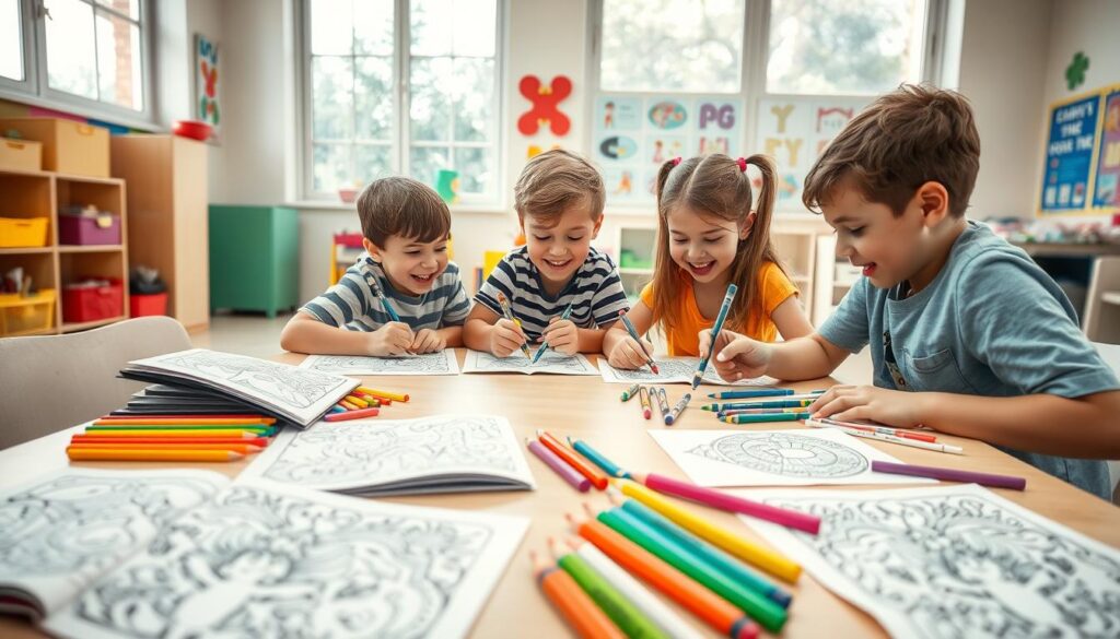 Atividades em grupo de desenho para colorir e imprimir
