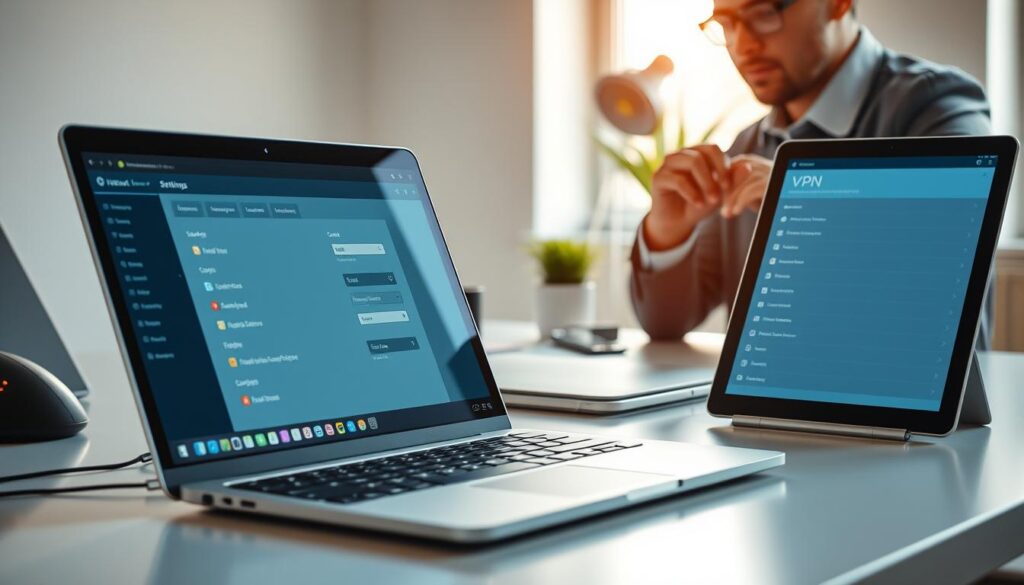 Configurações de proxy e VPN